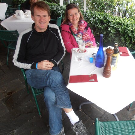 Sue and I enjoying the last day of the season in Portofino