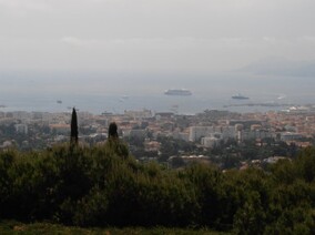 Hazy villa view due to heat wave