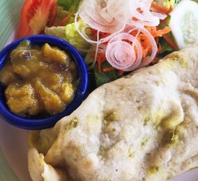 Roti, Salad and Chutney