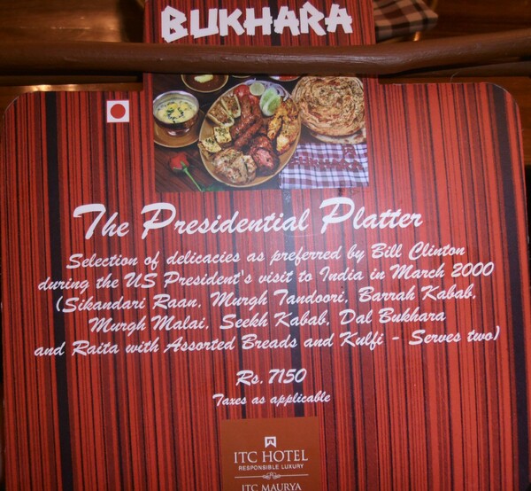 President Clinton's favourite restaurant Bukhara