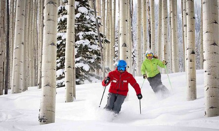 Skiing through Aspen trees