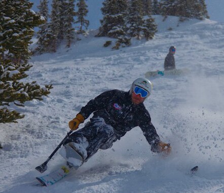 Double black diamond on mono ski