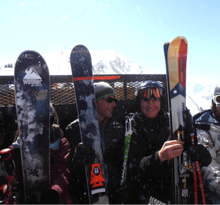 Taking the snow-cat to the base of the bowl, excitement all round