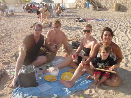 Me, Stephen and co, picnic on Cannes Beach