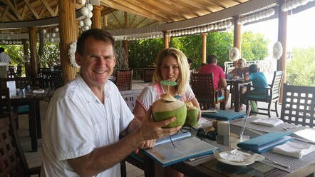 Ellie and I enjoying an average lunch at Bandos resort