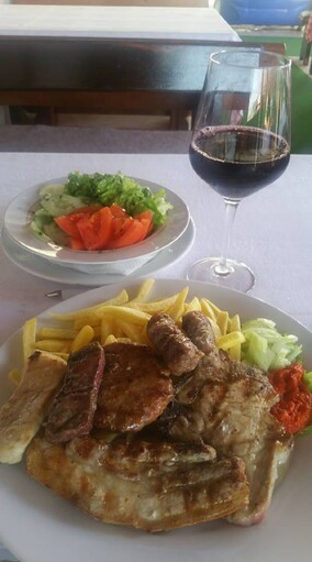 Mixed grill and local wine
