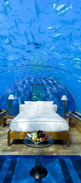 Underwater bed, the Hilton Maldives