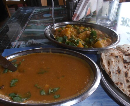 Rogan Josh, Potato Aloo and hot Roti, bloody spicy but luscious