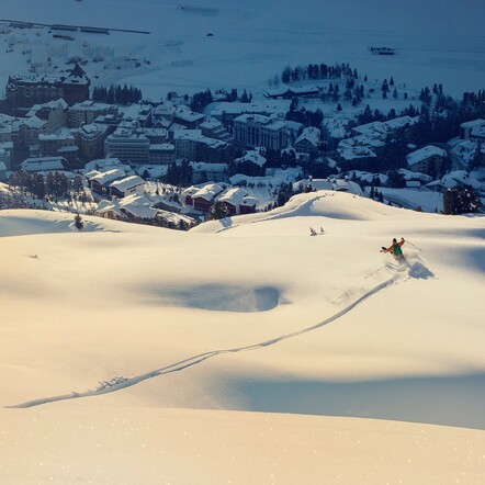Skiing into St Moritz
